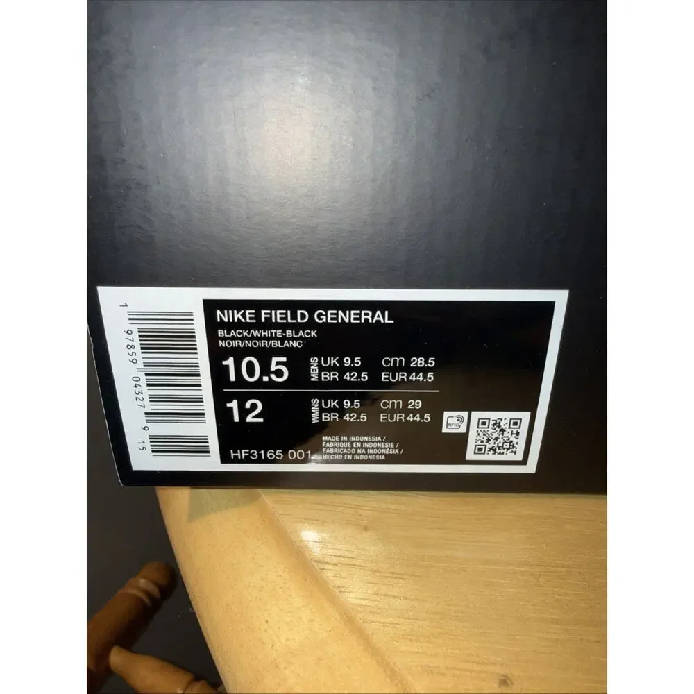 Size 10.5 - Nike Field General 82 Black White HF3165-001 - Missing Box Lid